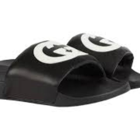 Gucci Men’s Black Slides with White Interlocking GG NEW IN BOX - Picture 2 of 10